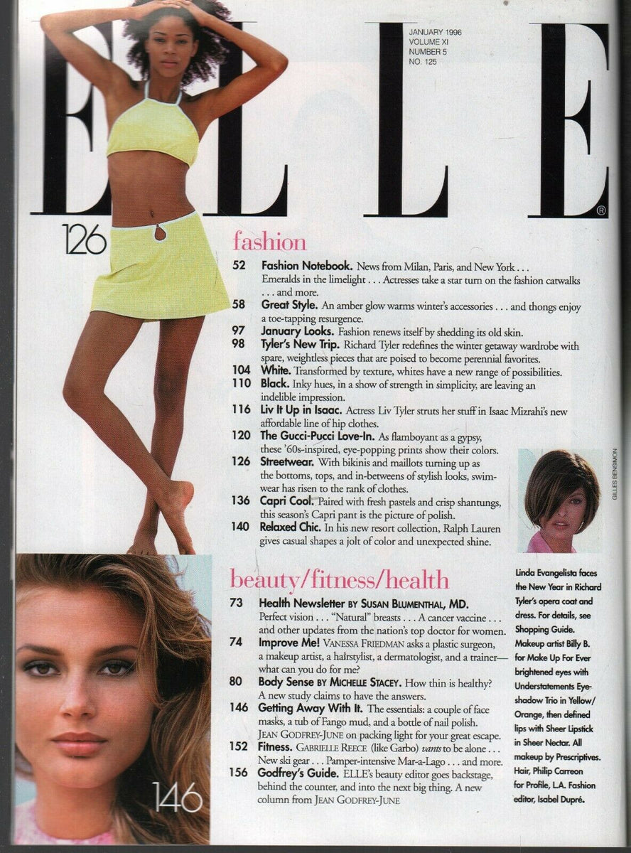 Elle Fashion Magazine January 1996 Linda Evangelista, 45% OFF