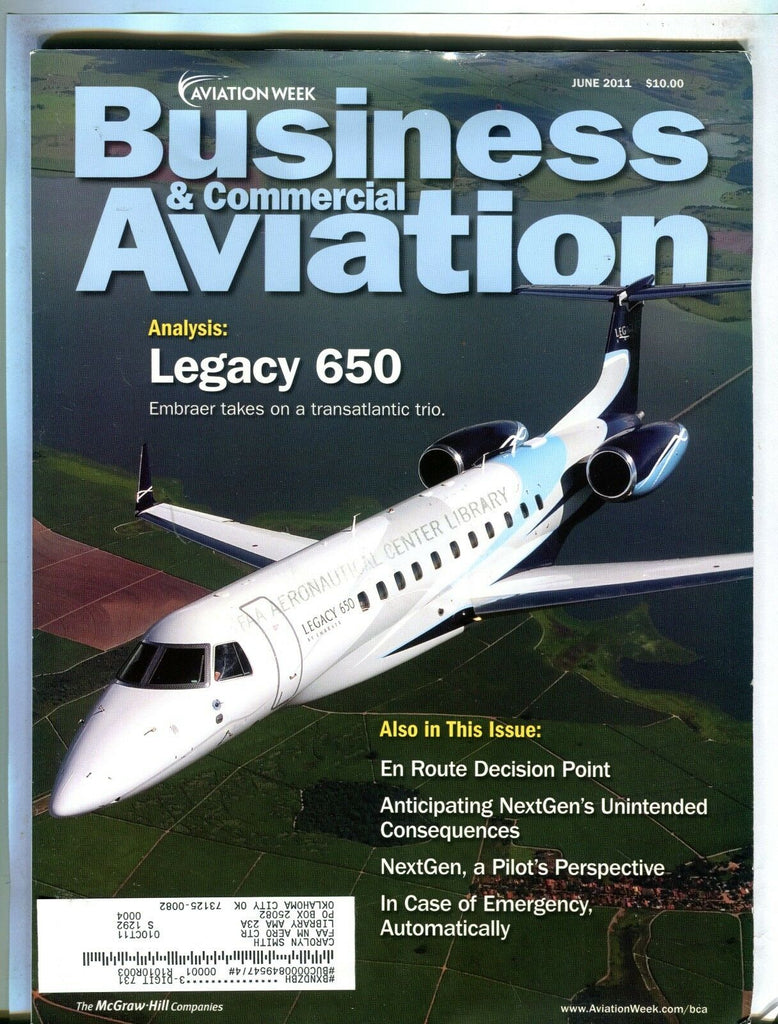 Business & Commercial Aviation Magazine June 2011 EX w/ML FAA Library 102016jhe