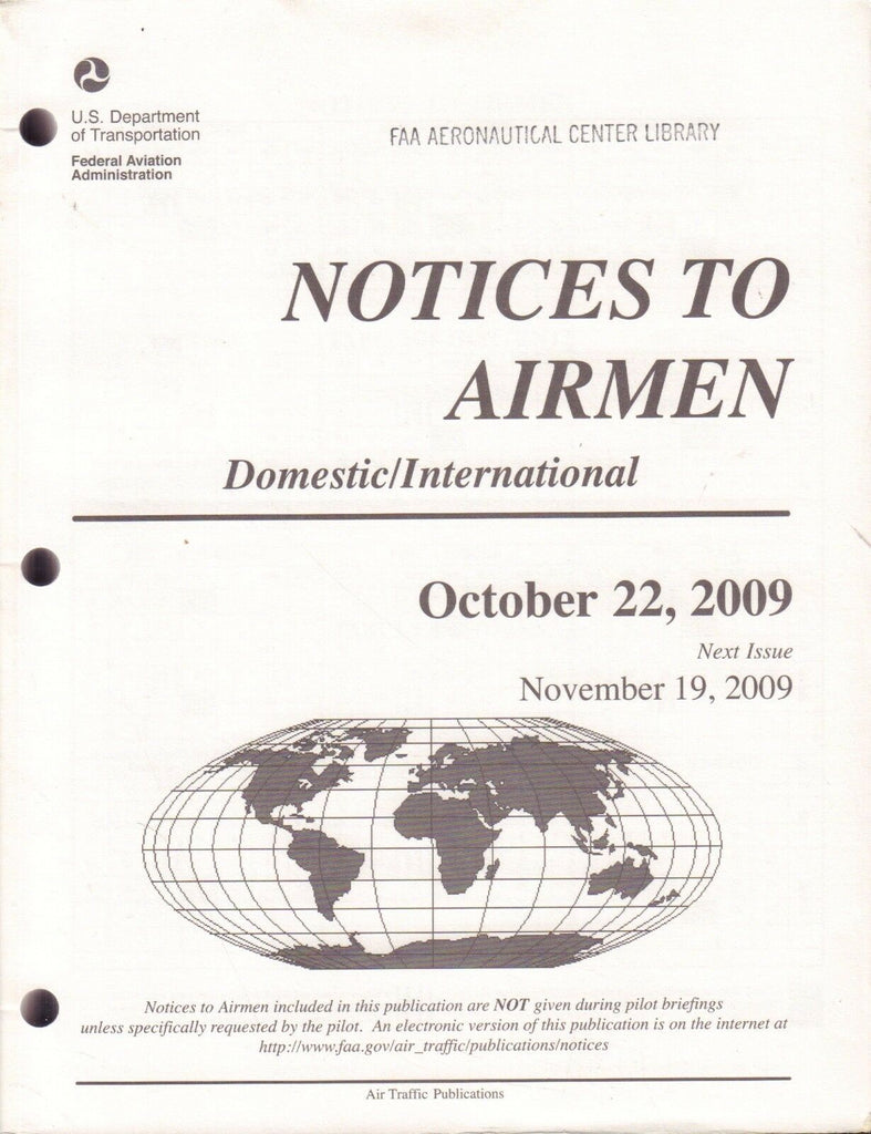 Notices To Airmen October 22 2009 USDOT FAA Library 090617FAA2