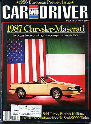 Car and Driver Magazine December 1985 1987 Chrysler-Maserati VGEX 122915jhe2