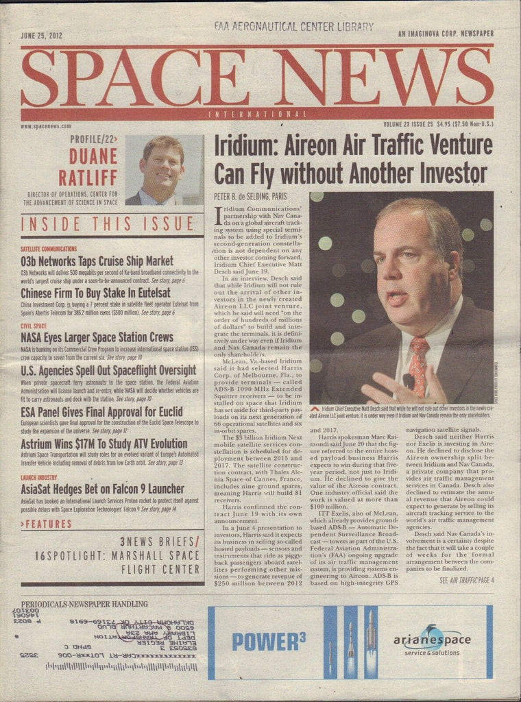 Space News June 25 2012 Duane Ratliff, Iridium, NASA FAA w/ML 110716DBE