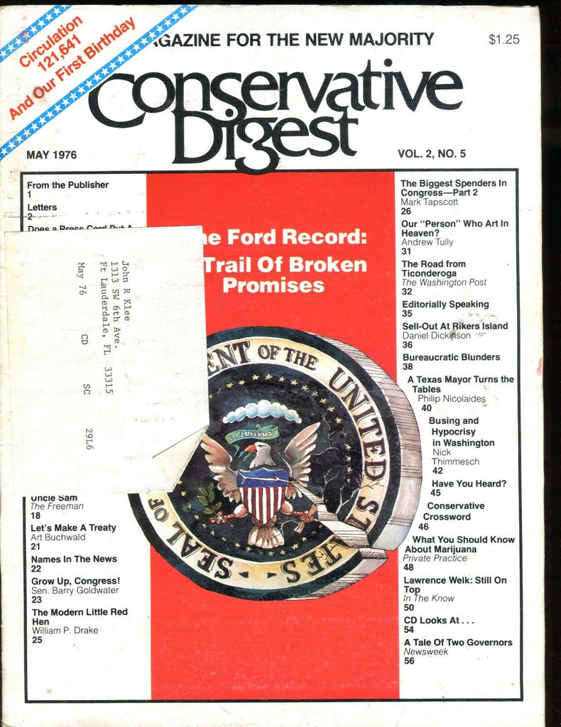 Conservative Digest Magazine May 1976 The Ford Record VG w/ML 010517jhe