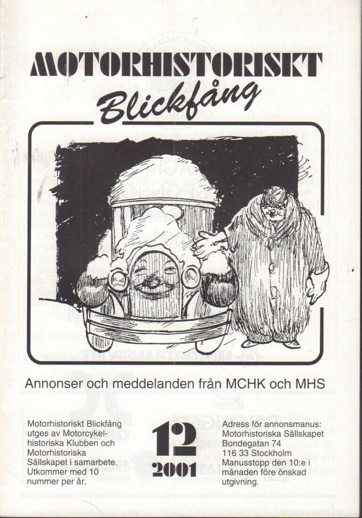 Motorhistoriskt Magasin Annons Swedish Car Magazine 12 2001 CZ 1948 032717nonDBE