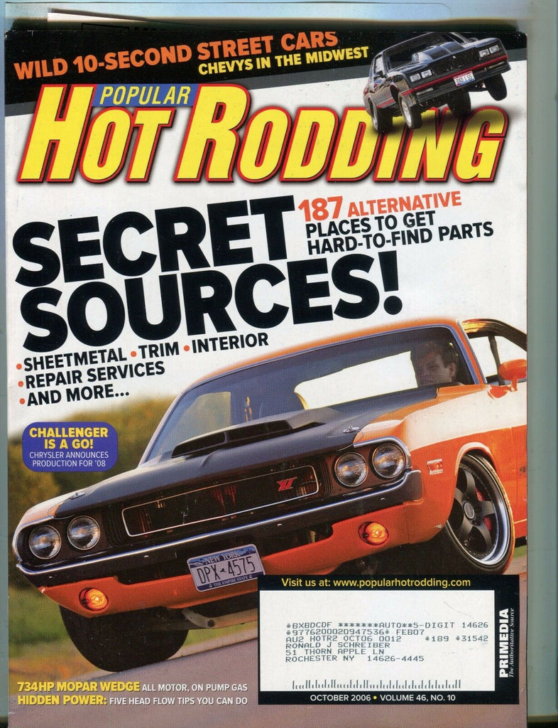 Popular Hot Rodding Magazine October 2006 Challenger EX w/ML 050417nonjhe