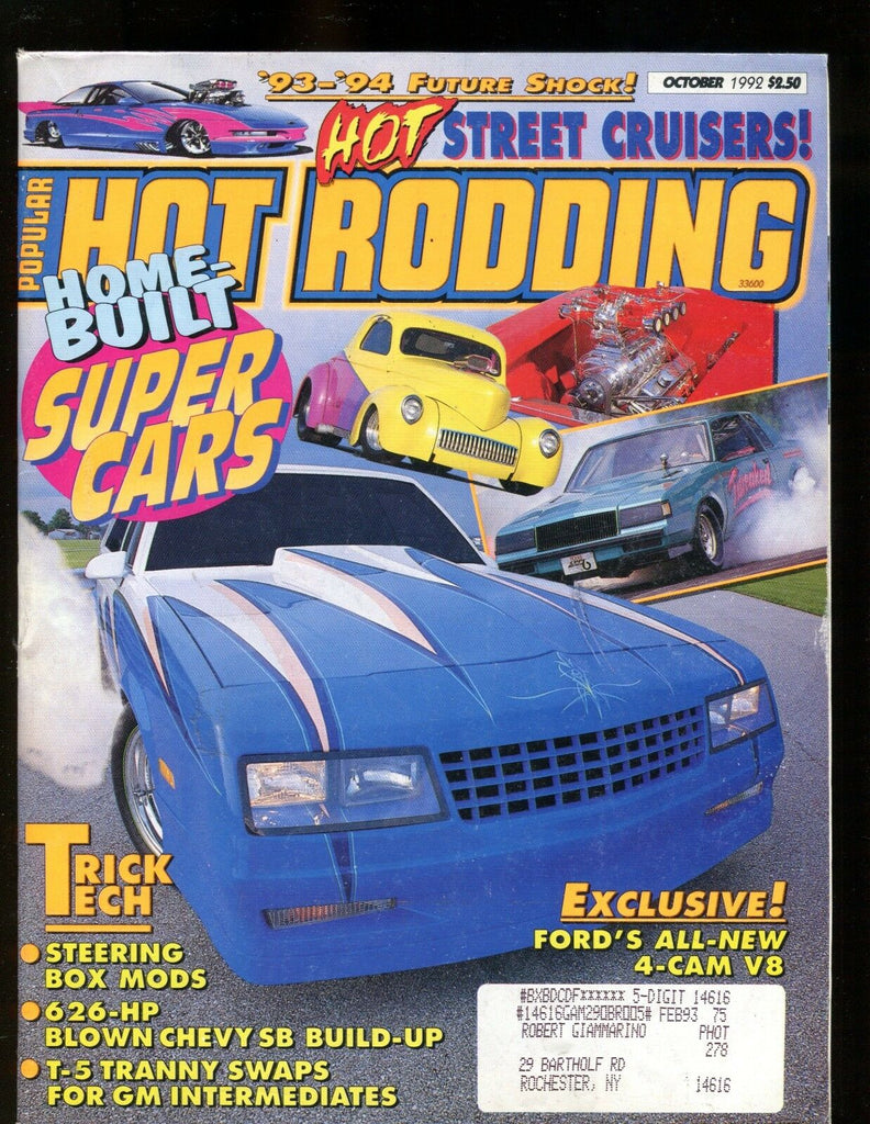 Popular Hot Rodding Magazine October 1992 Super Cars EX w/ML 012017jhe