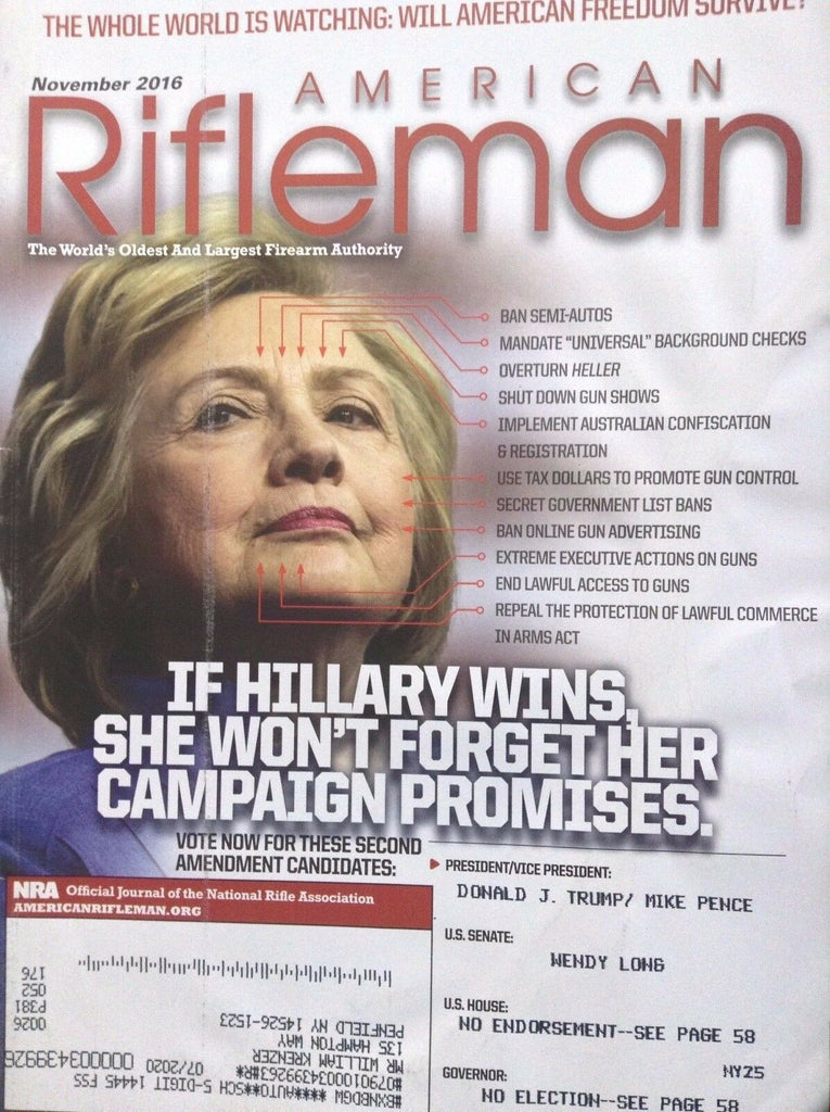 American Rifleman Magazine Hillary Rodham Clinton November 2016 101517nonrh