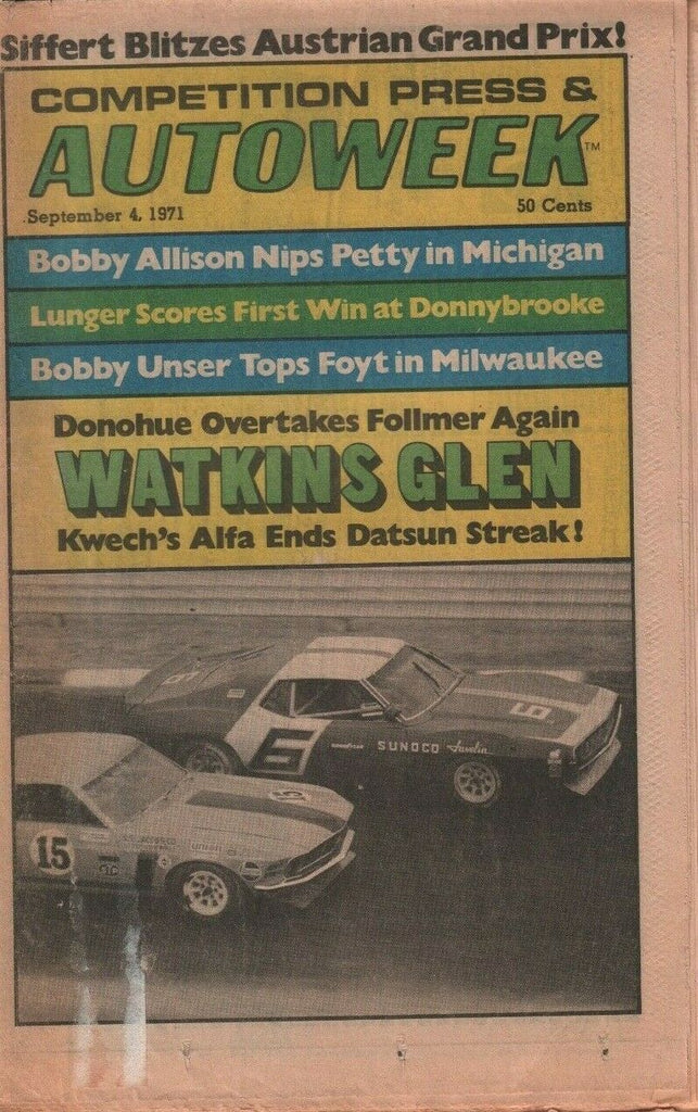 Autoweek September 4 1971 Bobby Allison Bobby Unser Bud Moore w/ML 032619DBE