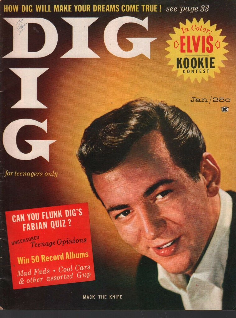 Dig Magazine for Teens January 1960 Fabian Mack The Knife 082520AME