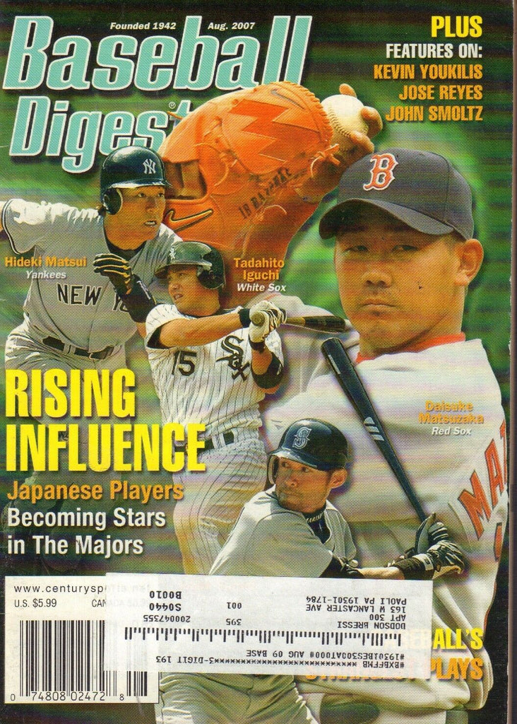 Baseball Digest Magazine August 2007 Ichiro Suzuki 082617nonjhe