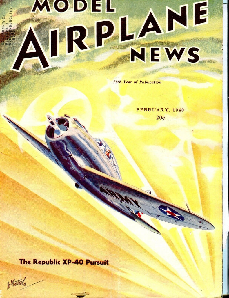 Model Airplane News Magazine February 1940 XP-40 Pursuit GD 041317nonjhe