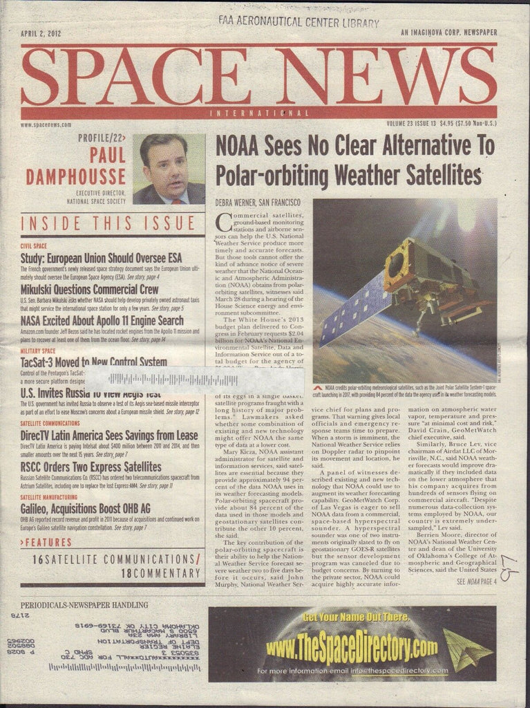 Space News April 2 2012 Paul Damphousse NOAA, Mikulski FAA w/ML 110716DBE