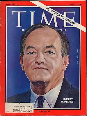 Time Magazine April 1 1966 Hubert Humphrey w/ML VG 090516DBE