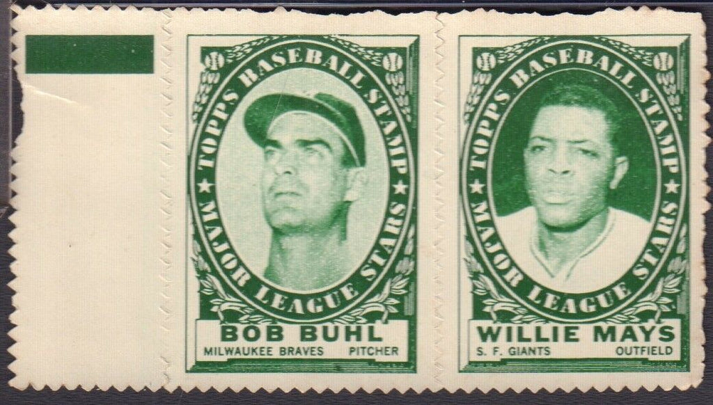 Bob Buhl Braves Willie Mays Giants 1961 TOPPS Baseball Stamp Panels 122718DBCD