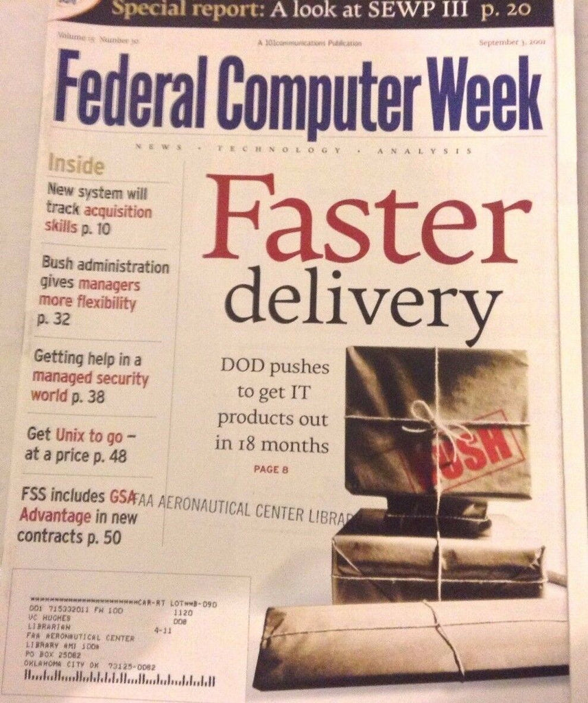 Federal Computer Weekly Magazine DOD Pushes IT September 3, 2001 080117nonrh