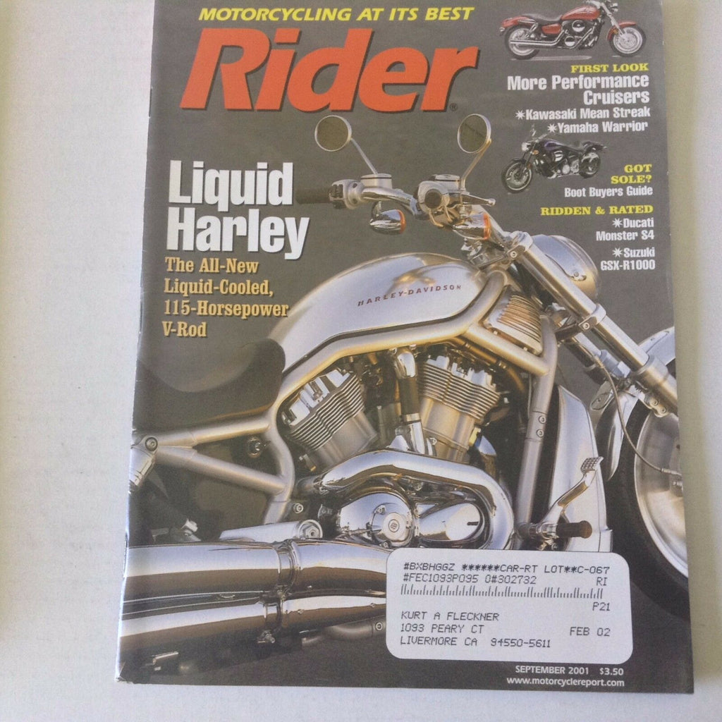 Rider Magazine Liquid Harley Kawasaki Mean Streak September 2001 060117nonrh2