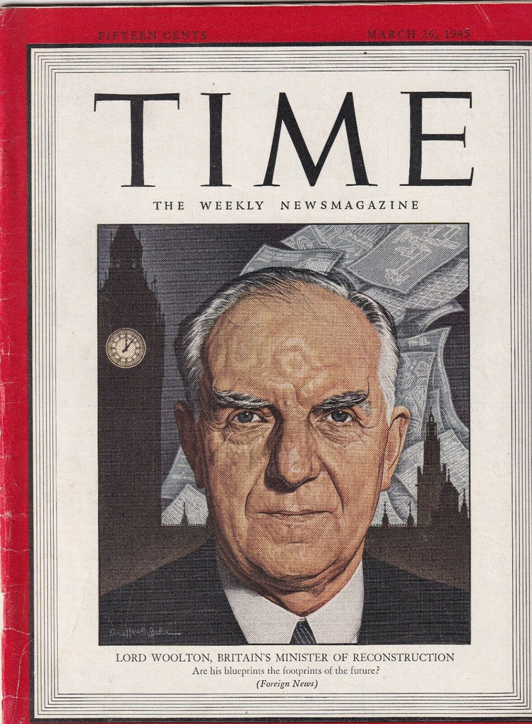Time Magazine Lord Woolton Britain's Minister March 26, 1945 100219nonr