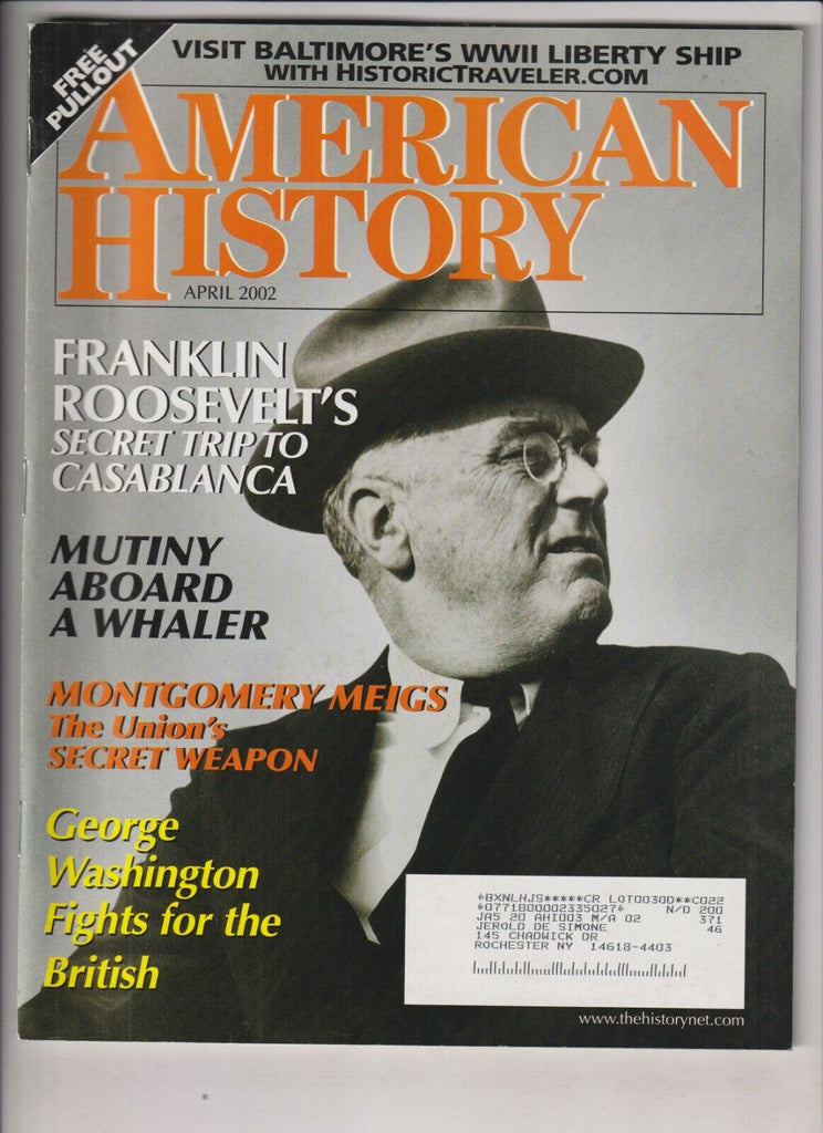 American History Mag Franklin Roosevelt's Secret Trip April 2002 032920nonrh
