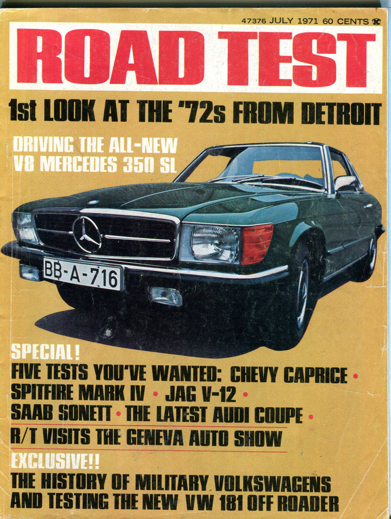 Road Test Magazine July 1971 '72s From Detroit VGEX 082516jhe