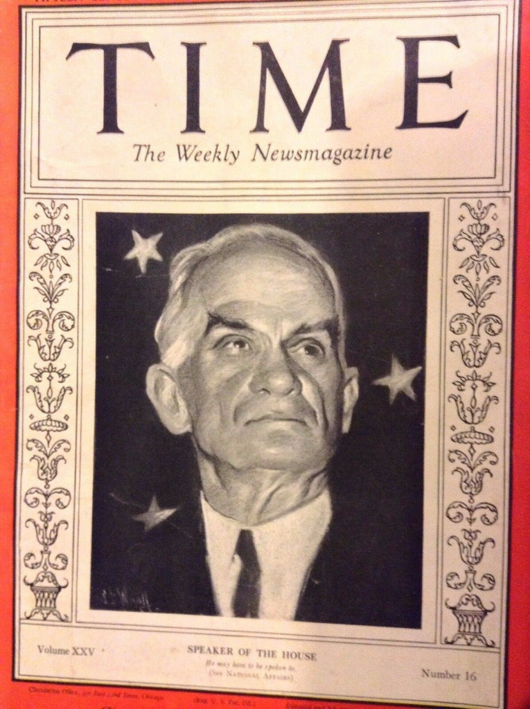 Time Magazine Speaker Of The House April 22, 1935 100417NONRH