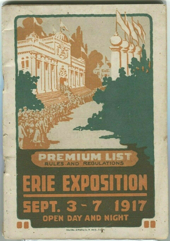 Erie Exposition Sept. 3 - 7 1917 Premium List Rules & Regulations Book 012920DBT