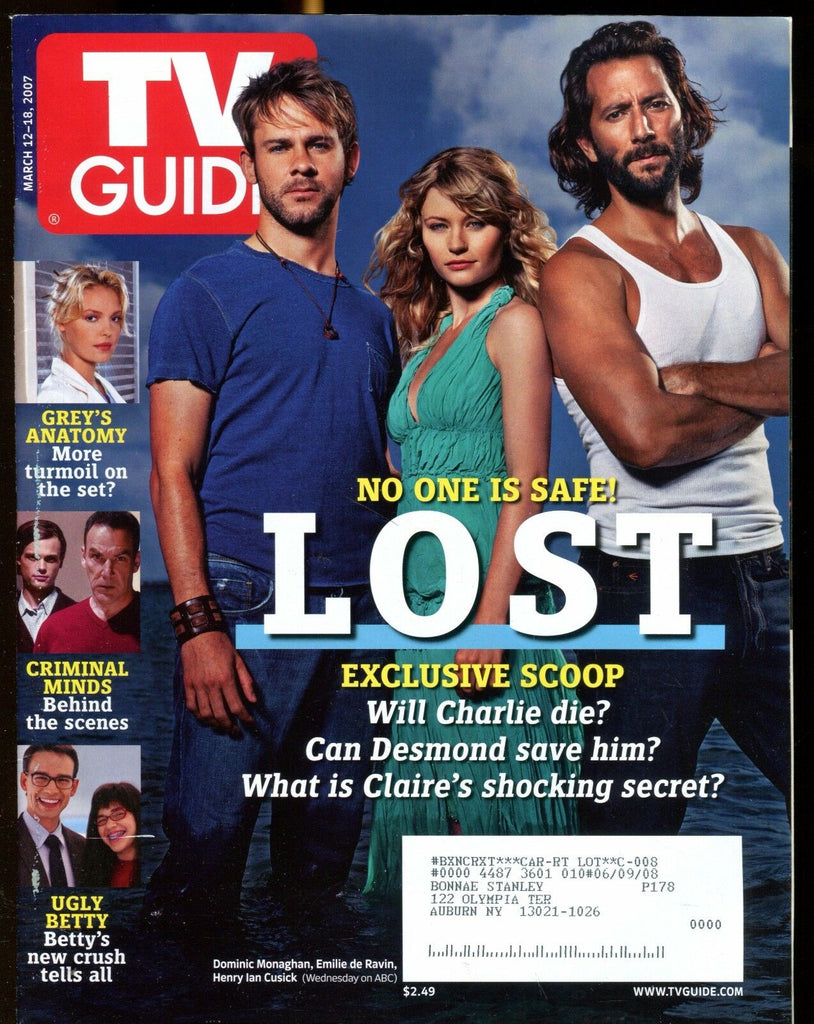 TV Guide Magazine Mar. 12-18 2007 Lost EX w/ML 022217nonjhe