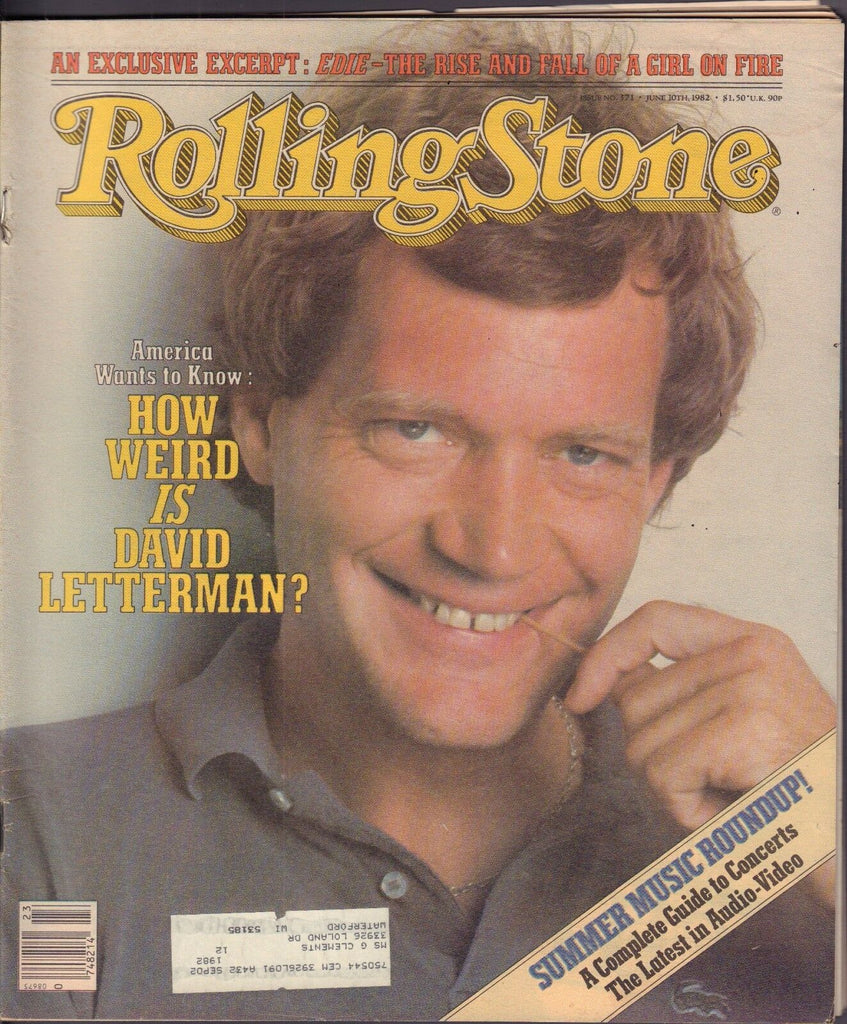 Rolling Stone june 10 1982 David Letterman, Edie w/ML VG 122816DBE