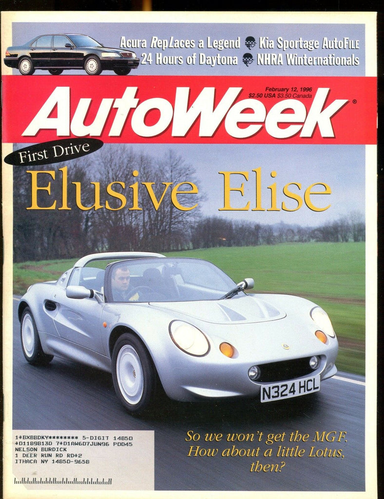 AutoWeek Magazine February 12 1986 Lotus Elise EX w/ML 022717nonjhe