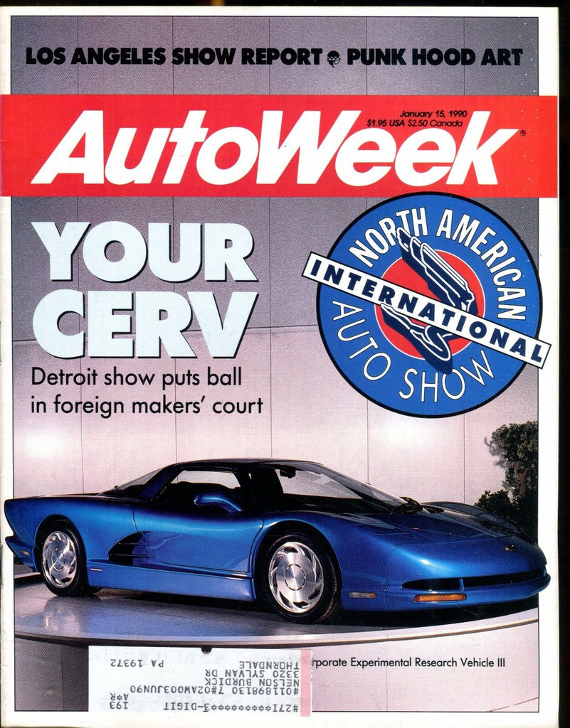 AutoWeek Magazine January 15 1990 Your Cerv EX w/ML 022217nonjhe