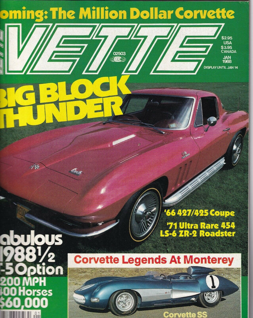 Vette Magazine Big Block Thunder 425 Coupe January 1988 051719nonr