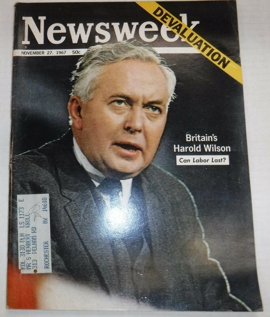 Newsweek Magazine Britain's Harold Wilson November 27, 1967 101816R