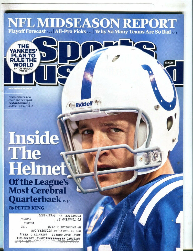 Sports Illustrated Magazine November 16 2009 Peyton Manning EX w/ML 051117nonjhe