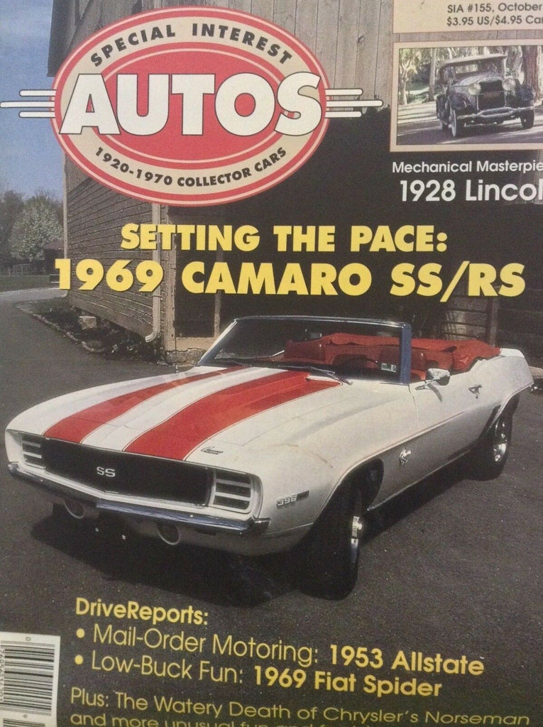 Special Interest Autos Magazine 1969 Camaro SS/RS October 1996 042118nonrh