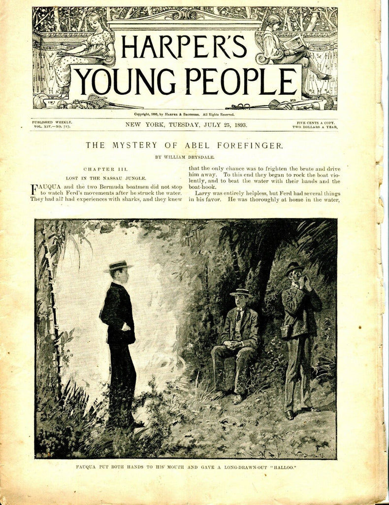 Harper's Young People Magazine July 25 1893 Abel Forefinger GD 042717nonjhe