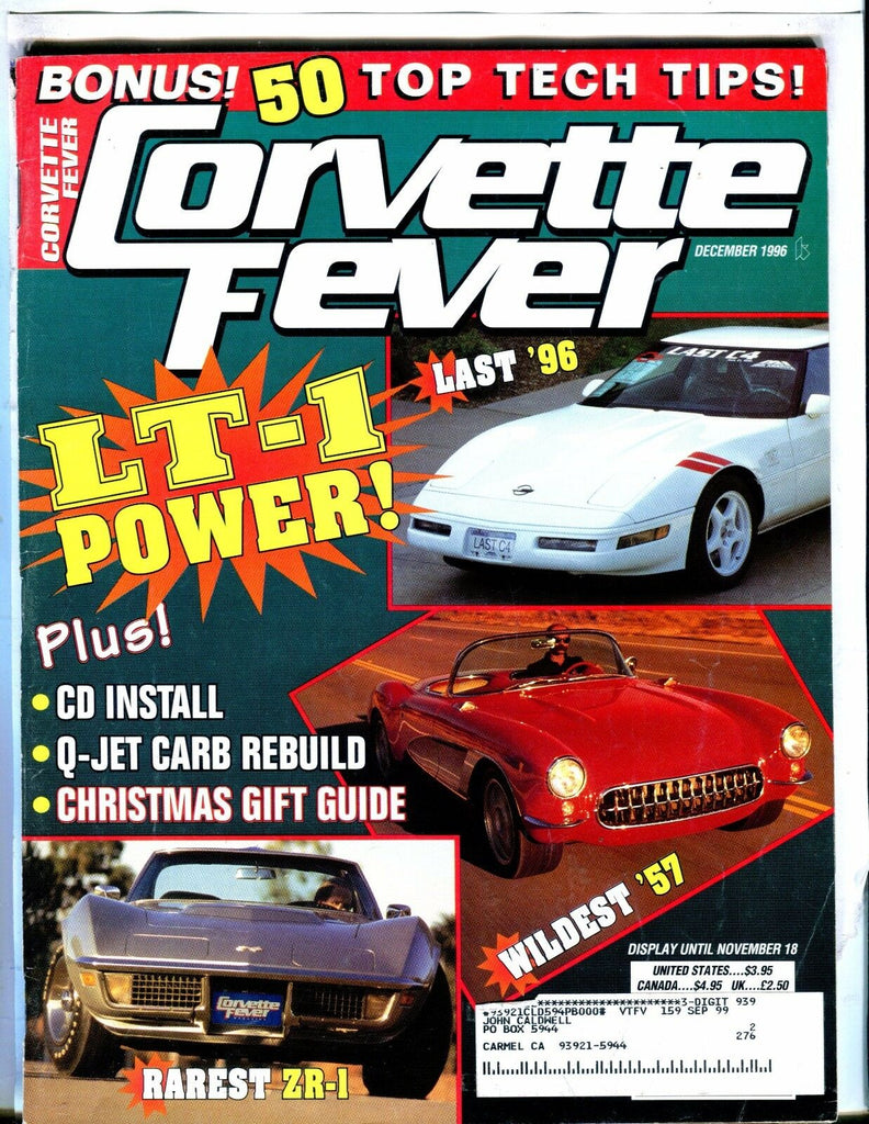 Corvette Fever Magazine December 1996 LT-1 Power EX w/ML 042617nonjhe