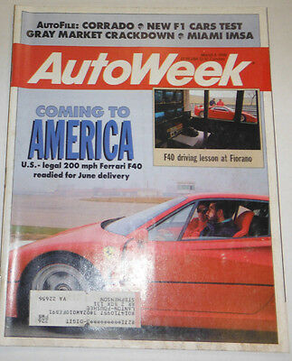 Autoweek Magazine Coming To America F40 Driving Lesson March 1990 090414R