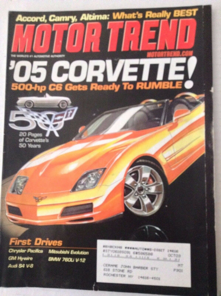 Motor Trend Magazine C6 Corvette Chrysler Pacifica April 2003 081917nonrh