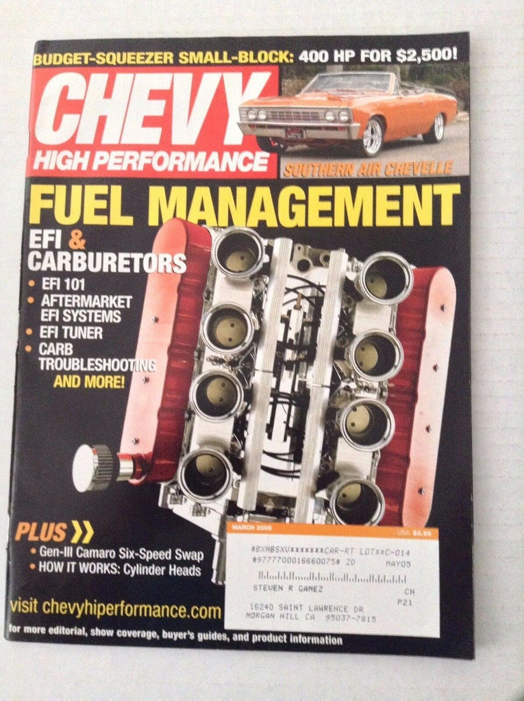 Chevy High Performance Magazine Fuel Management March 2005 030317NONRH