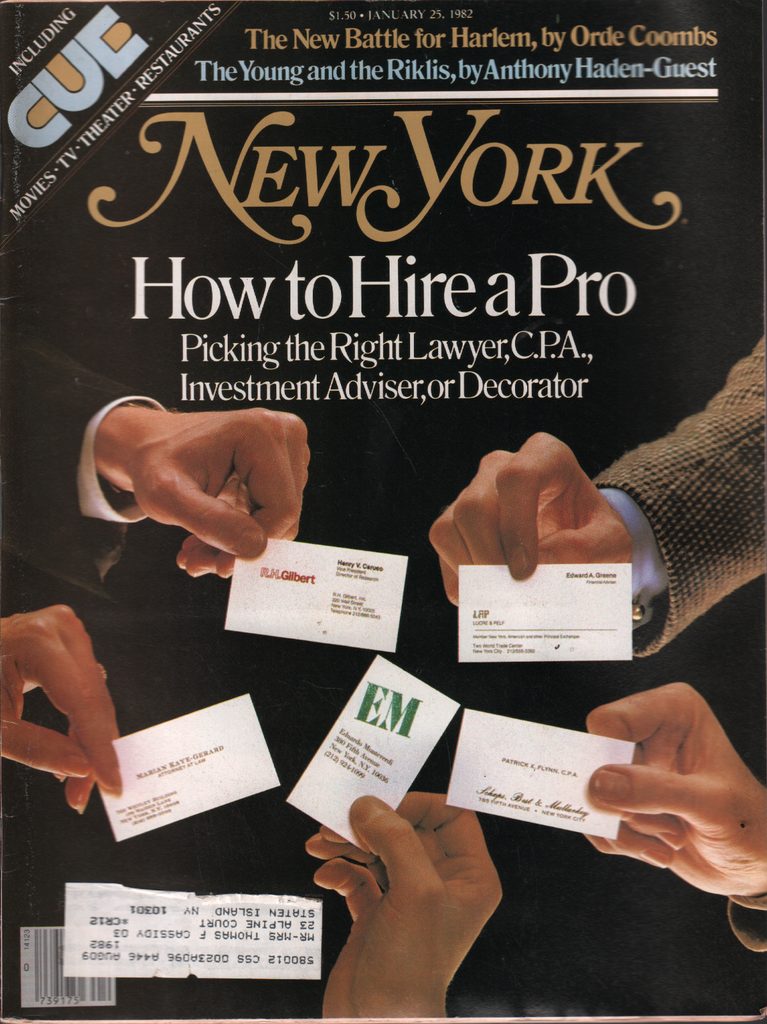 New York Cue Magazine January 25 1982 SHeldon Secunda 052220AME