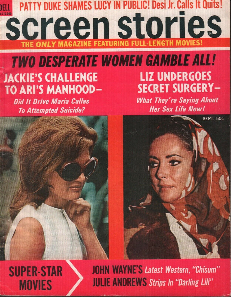 Screen Stories September 1970 Jackie Kennedy Onassis Elizabeth Taylor 070119AME