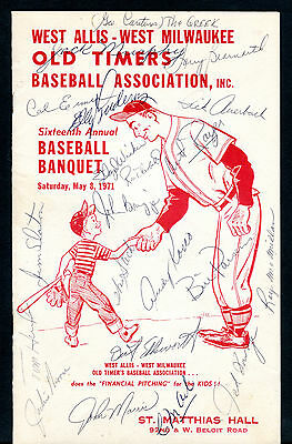 West Allis-West Milwaukee Baseball Banquet 1971 Signed Program w/coa jhc
