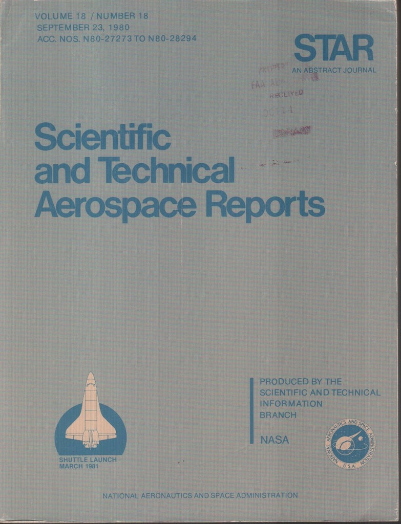 NASA STAR Volume 18 #18 September 23 1980 Shuttle Launch 1981 Ex-FAA 121918AME2