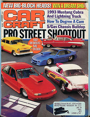 Car Craft Magazine November 1992 Pro Street Shootout VGEX 032816jhe
