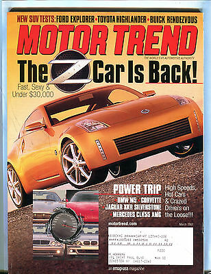 Motor Trend Magazine March 2001 The Z Car Is Back! EX 080916jhe