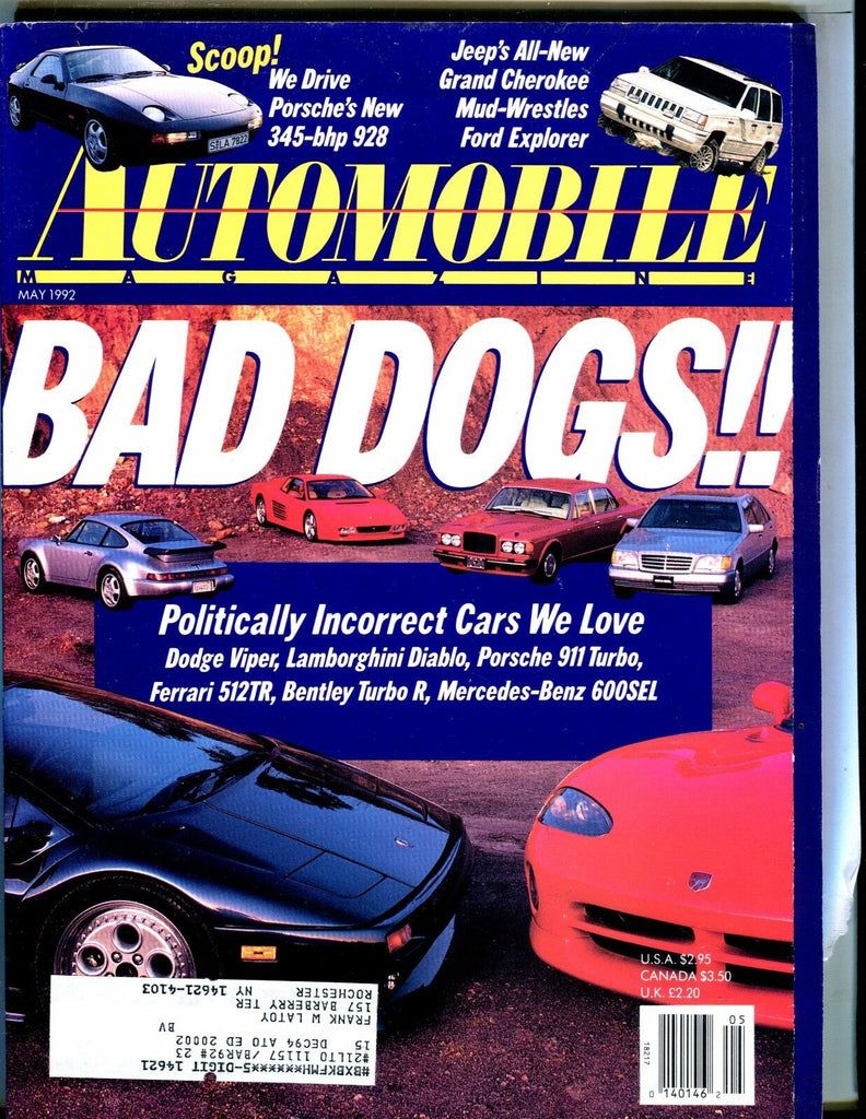 Automobile Magazine May 1992 Dodge Viper EX w/ML 042617nonjhe