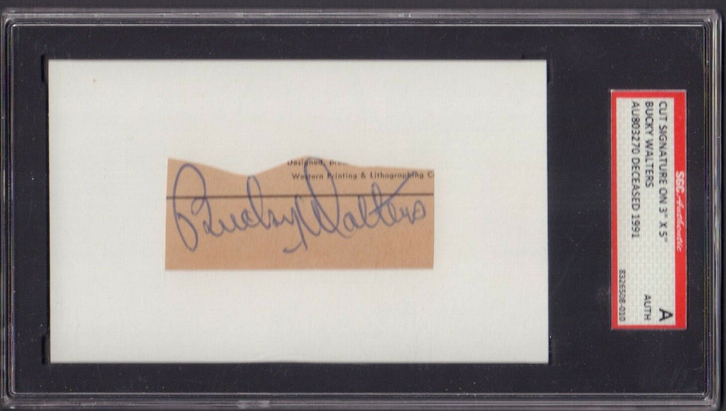 Bucky Walters Autographed Signed Cut On 3 x 5 SGC A Authentic 093017jh