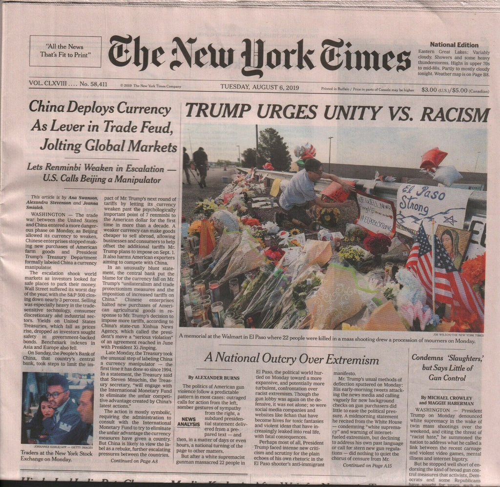 New York Times July 6 2019 Donald Trump Urges Unity vs Racism 010220AME2