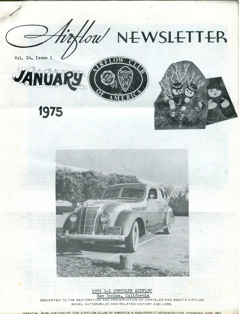 Airflow Newsletter January 1975 1935 C-1 Chrysler EX No ML 031017nonjhe