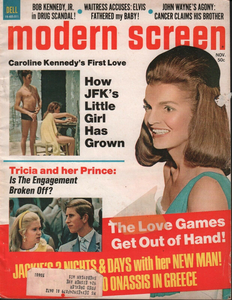 Modern Screen November 1970 Jackie Caroline Kennedy JFK w/ML 072219AME