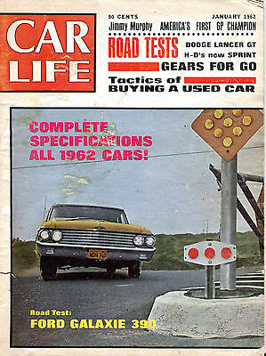 Car Life Magazine January 1962 Ford Galaxie 390 Jimmy Murphy VG 020516jhe