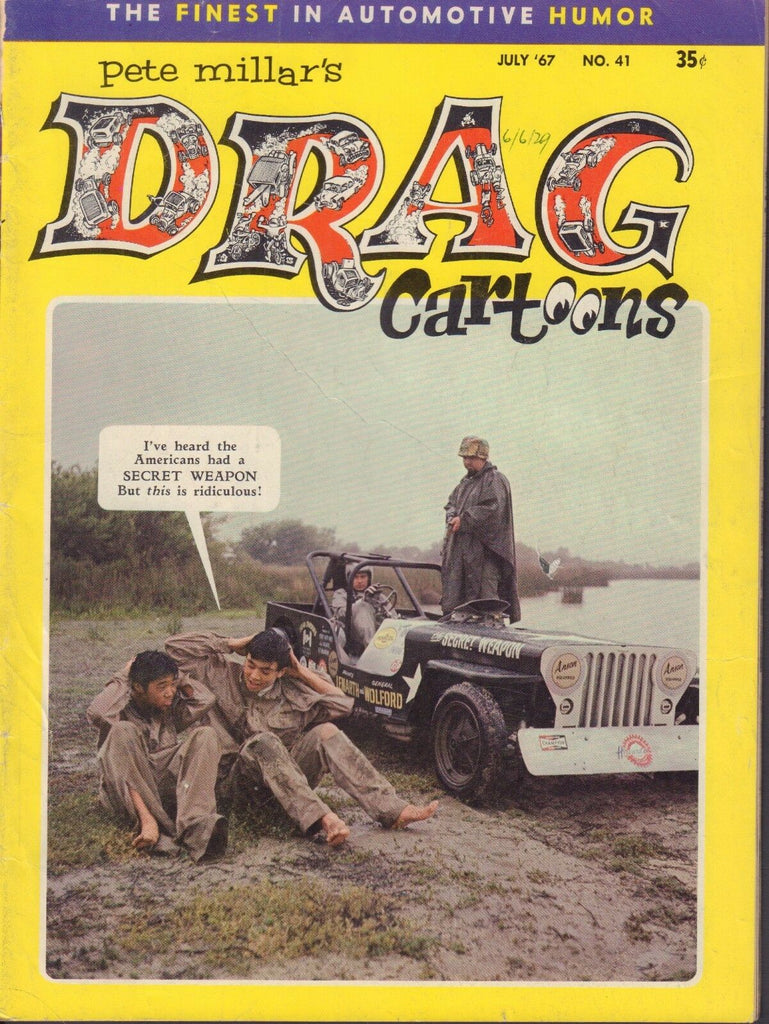 Pete Millar's Drag Cartoons july 1967 Secret Weapon Jeep Funny car 041918DBE